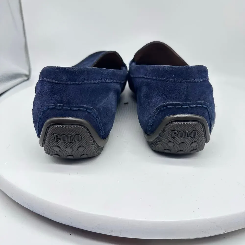 Polo Reynold Navy Blue Leather Oxford Loafers Driving Aviator Shoe Mens Size 13